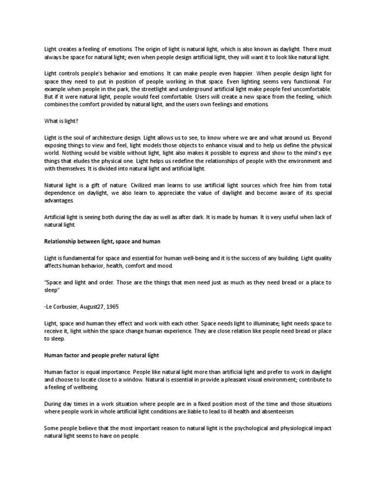 The Role of Light in Architecture | PDF | Lighting | Light