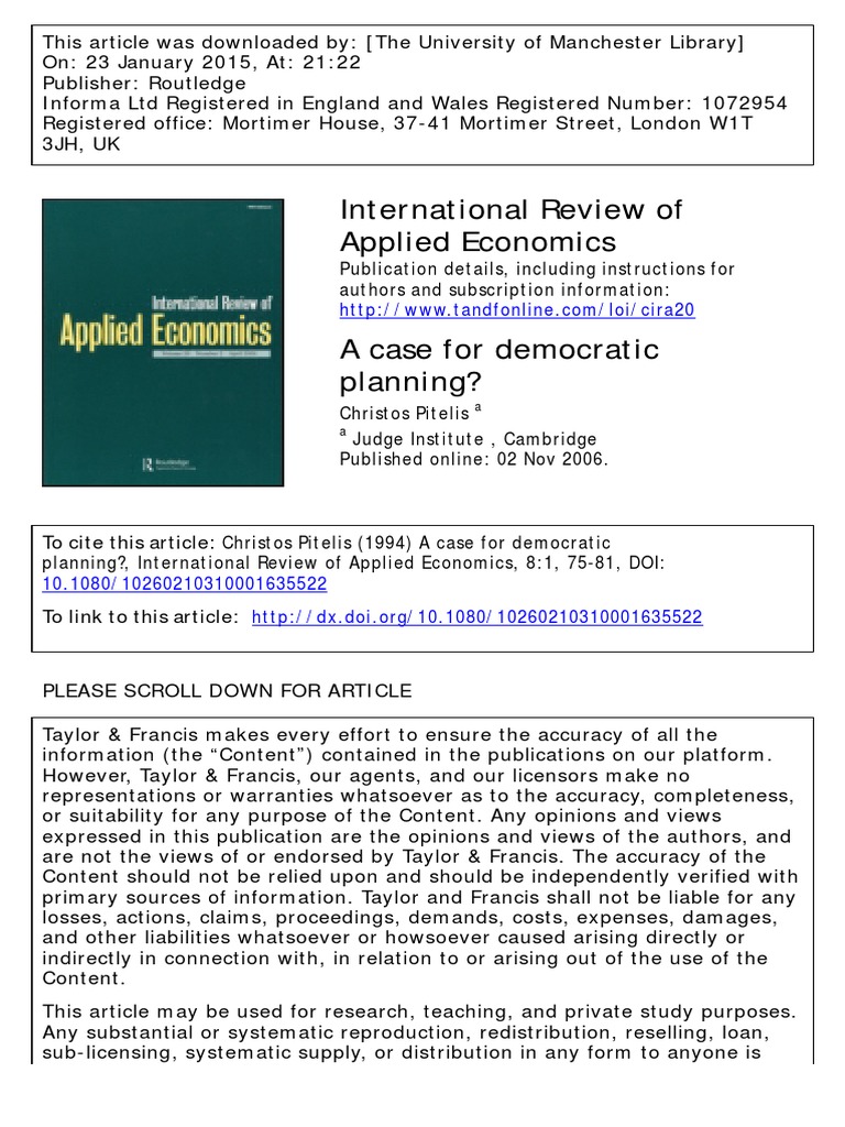 International Review of Applied Economics: To Cite This Article ...