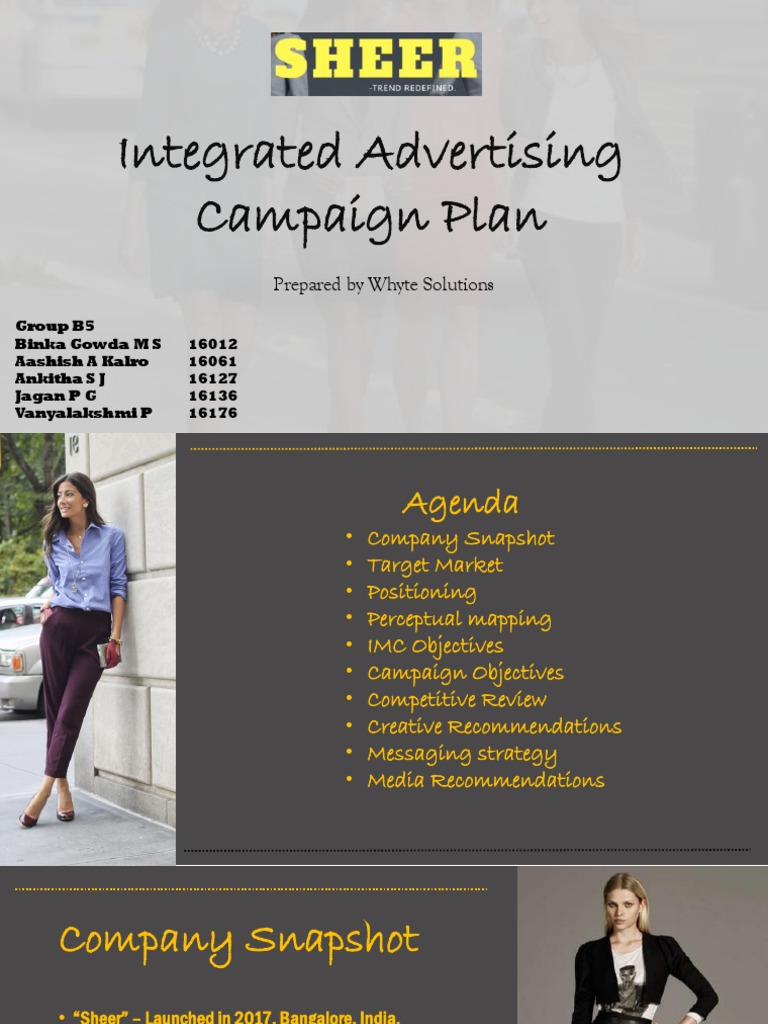 Integrated Advertising Campaign for Sheer | PDF | Promotion (Marketing ...