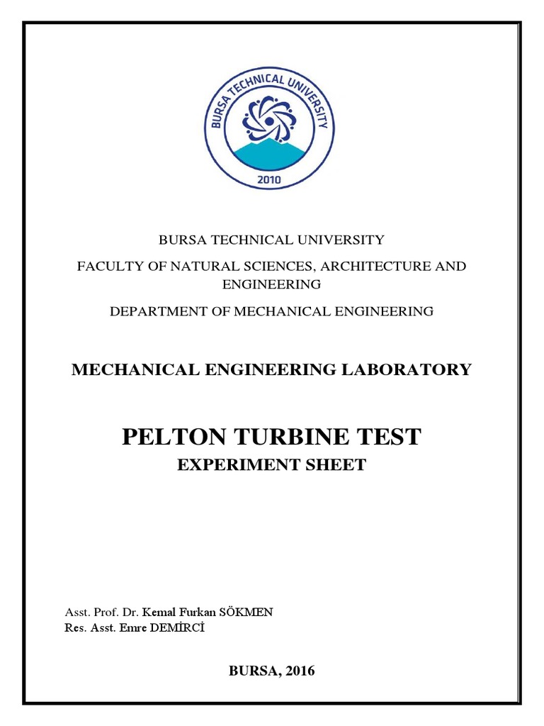 Pelton Turbine Test Procedure | PDF | Turbine | Jet Engine