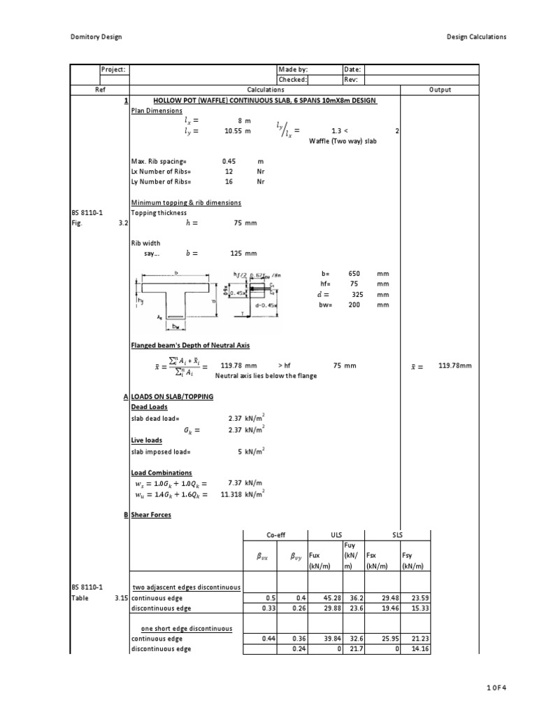 Hollow Pot Slab Design Calculations | PDF | Civil Engineering ...