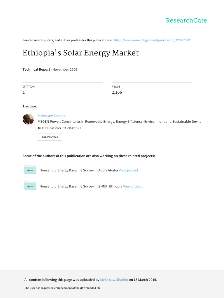 Ethiopia Solar Energy Target Market Analysis | PDF | Photovoltaics ...