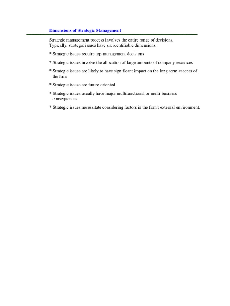 Dimensions of Strategic Management | PDF