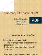 Summary of Course of OM: Anish Diwadkar Ankit Gupta Aditya Kiran