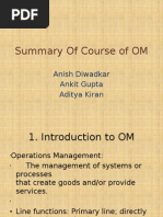 Summary of Course of OM: Anish Diwadkar Ankit Gupta Aditya Kiran