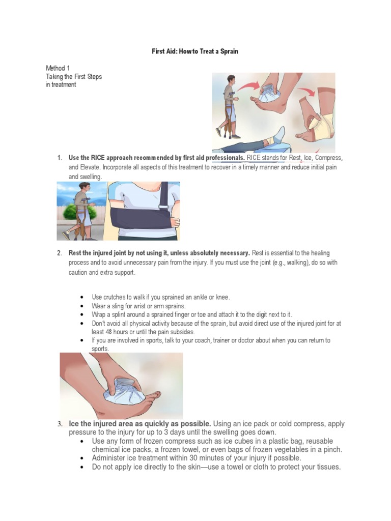 First Aid: Treating Sprains with RICE | PDF | Pain | Musculoskeletal System