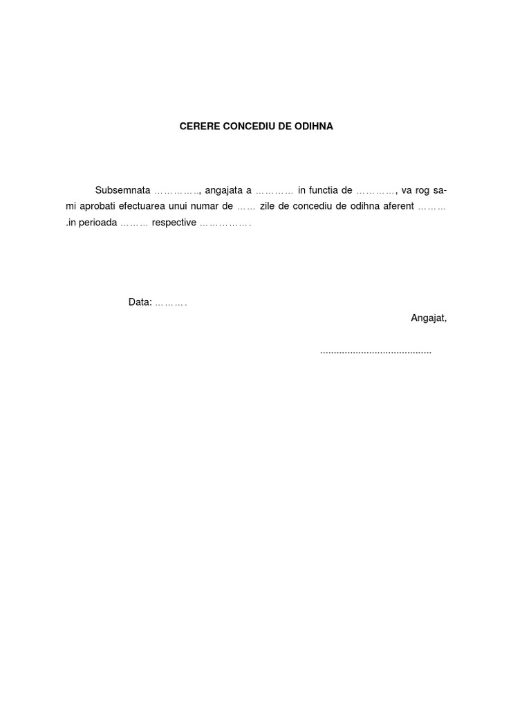 Model Cerere Concediu de Odihna | PDF