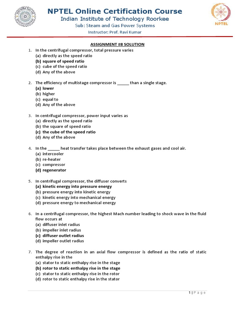 8 Assignment Solution PDF | PDF | Machines | Chemical Engineering