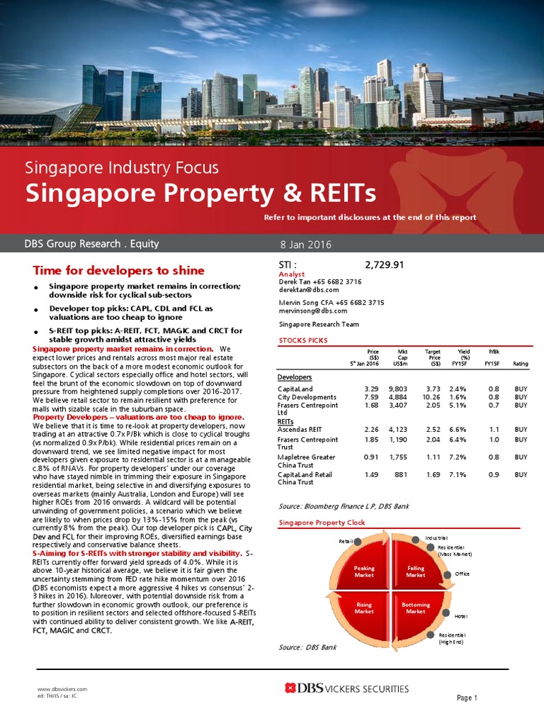 Singapore Property & REITs Outlook | PDF | Real Estate Investment Trust |  Singapore