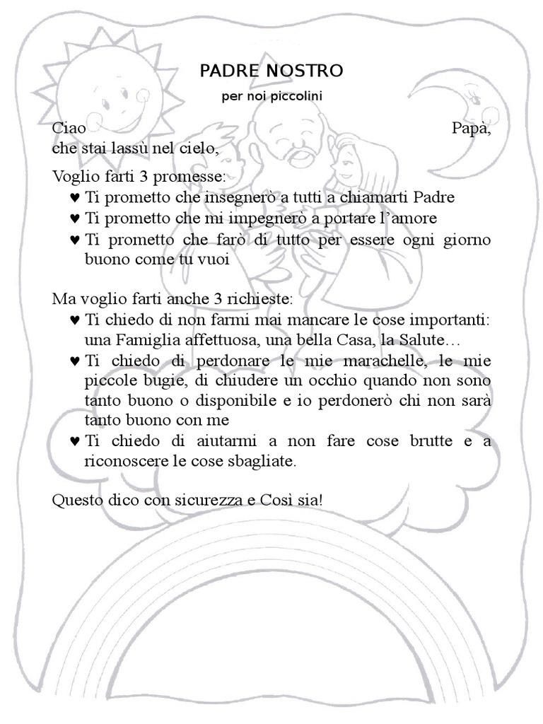 Padre Nostro Spiegato Ai Bambini Frase Per Frase Padre Nostro Spiegazione | PDF