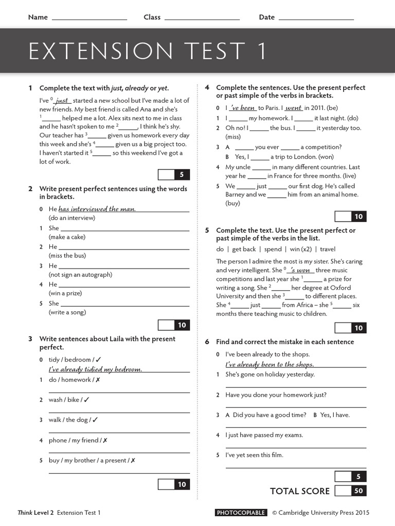 Unit 1 Extension Test.pdf | Language Mechanics | Syntax