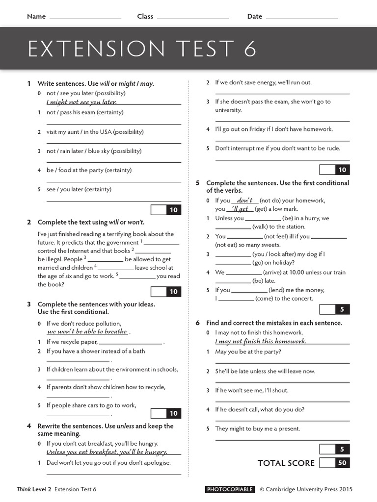 Unit 6 Extension Test PDF | PDF