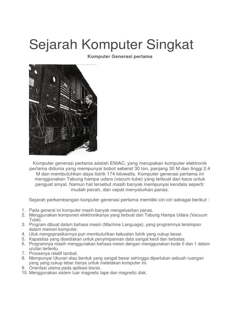 Sejarah Komputer Singkat Sejarah Komputer Singkat