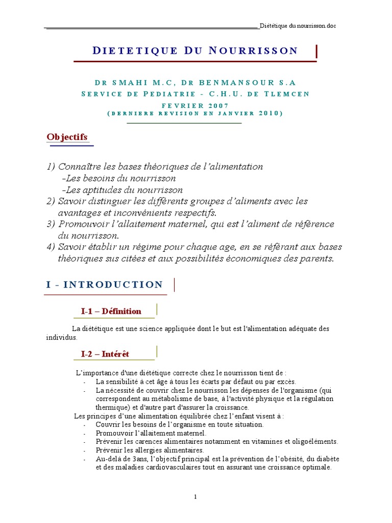 3 Dietetique Du Nourrisson Pdf Lait Maternel Humain Allaitement