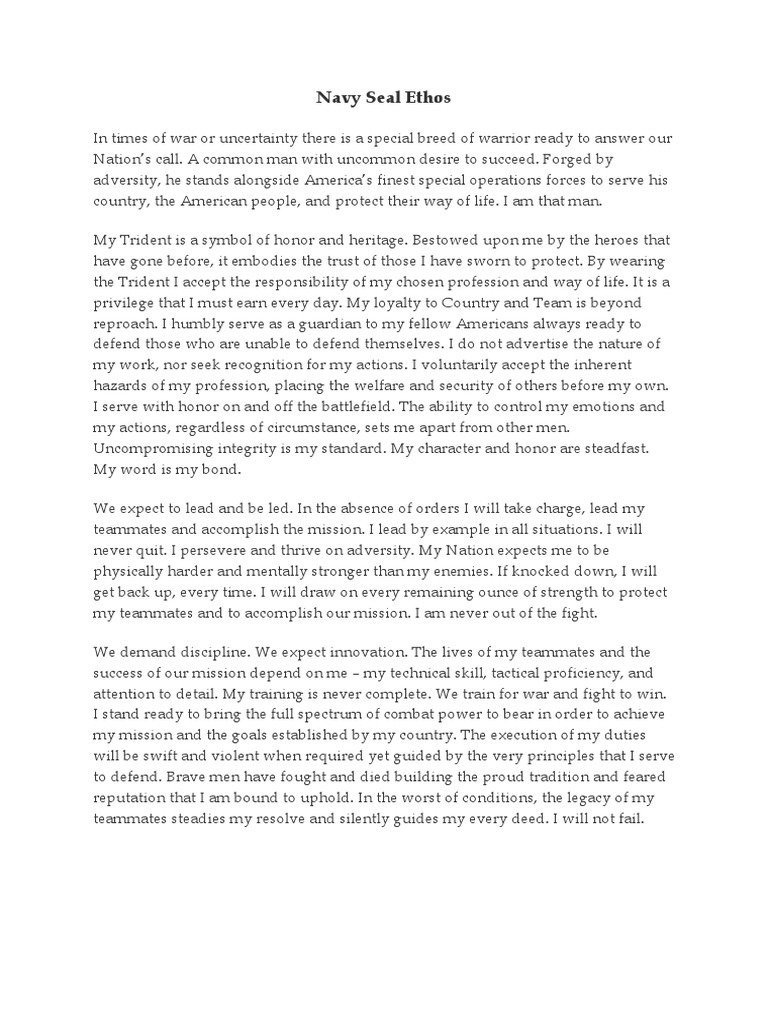 Navy Seal Ethos Unrest Armed Conflict