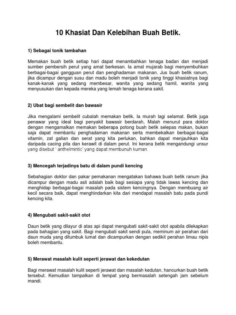 10 Khasiat Dan Kelebihan Buah Betik Pdf