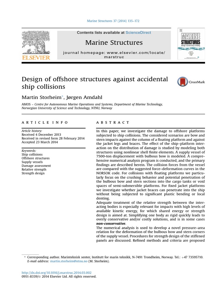 Offshore Structure Collision Design | PDF | Deformation (Engineering ...