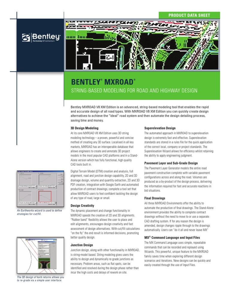 Bentley MXROAD Product Data Sheet | PDF | Computer Aided Design | 3 D ...