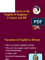 Social Variation in The English of England - Cockney and RP