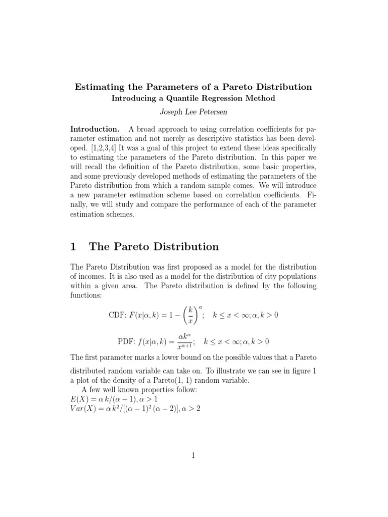 Estimating The Parameters of A Pareto Distribution PDF | PDF ...