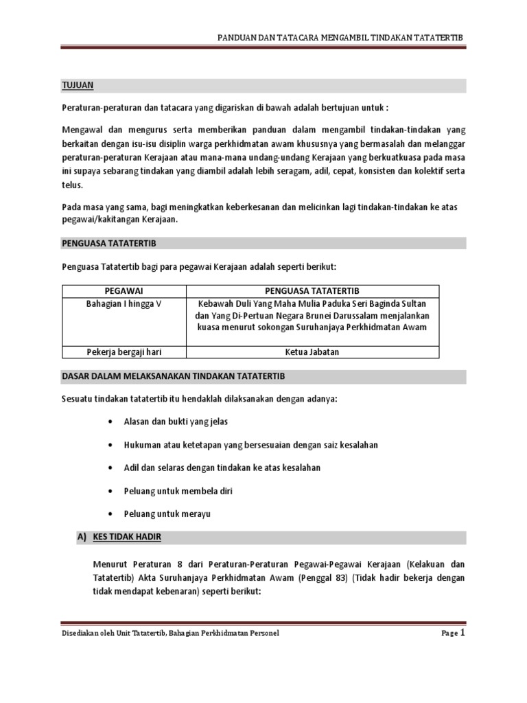 Panduan Tindakan Tatatertib Pdf