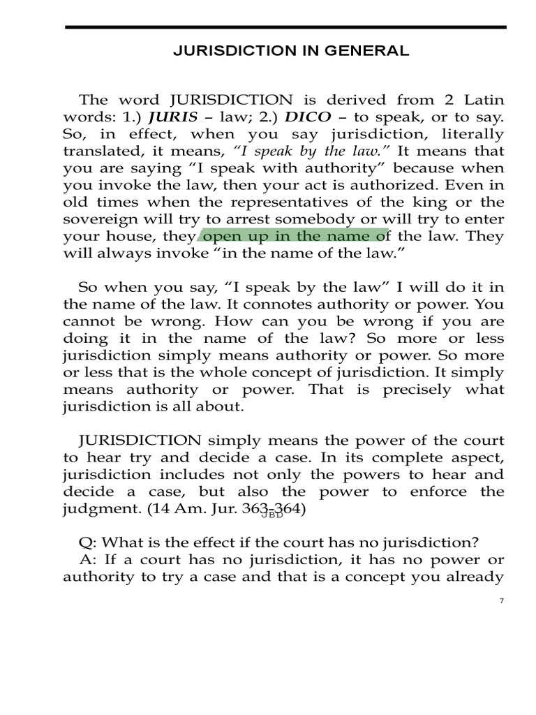 01 Jurisdiction PDF Jurisdiction Pleading