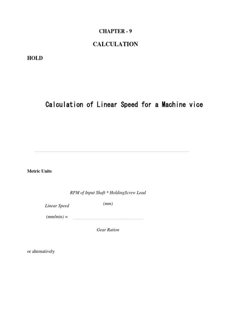 Linear Speed Calculation for Machines | PDF