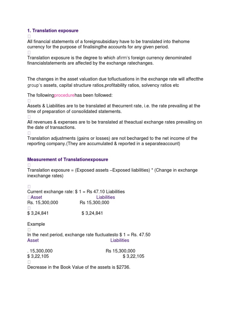 A document on understanding translation exposure