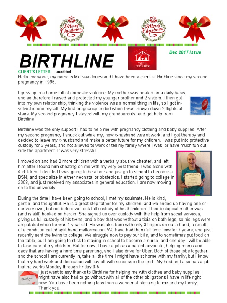 Birthline Newsletter Dec 2017 For Email | PDF | Society | Charity