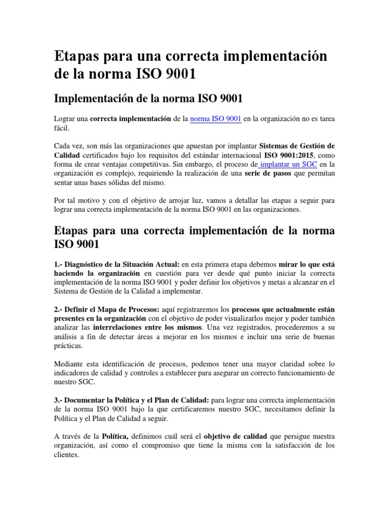 Guía para Implementar ISO 9001 Efectivamente | PDF | Gestión de la ...