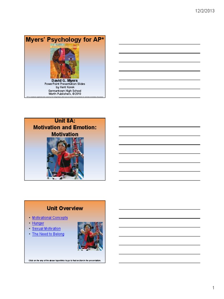 Ap Psych Unit 8a Motivation | PDF | Obesity | Human Sexual Activity