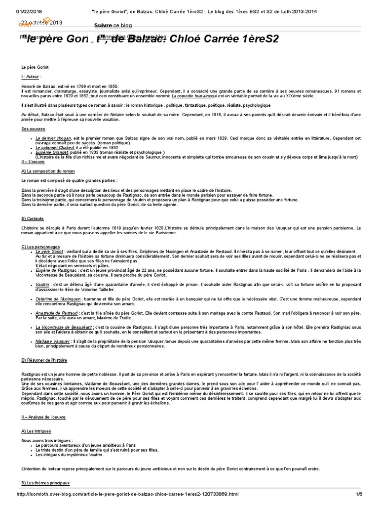 Le Père Goriot Résumé Chapitre Par Chapitre Pdf Le Père Goriot - , de Balzac | PDF | Réalisme (littérature) | Honoré de  Balzac