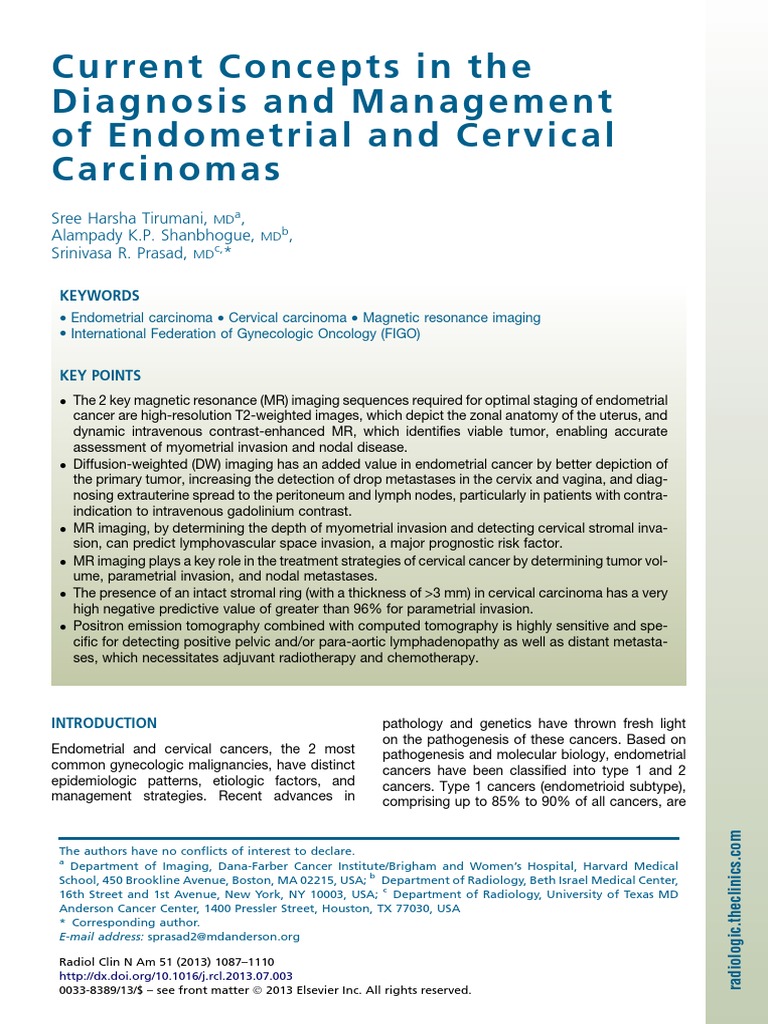 Endometrial and Cervical Cancer Management | PDF | Cervical Cancer | Cancer