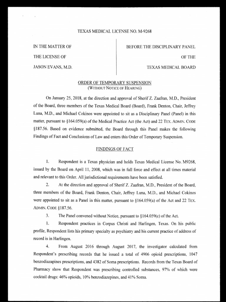 Texas Medical Board Order PDF