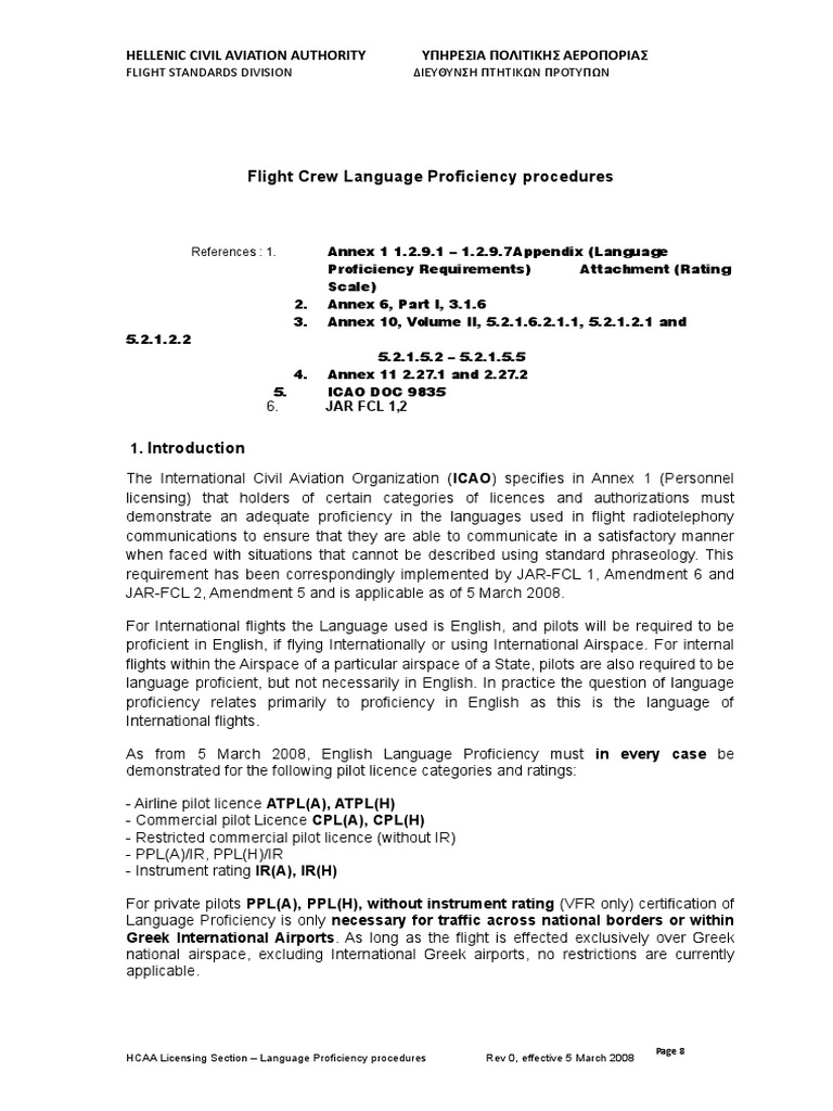 Flight Crew Language Proficiency Procedures | PDF | Educational ...