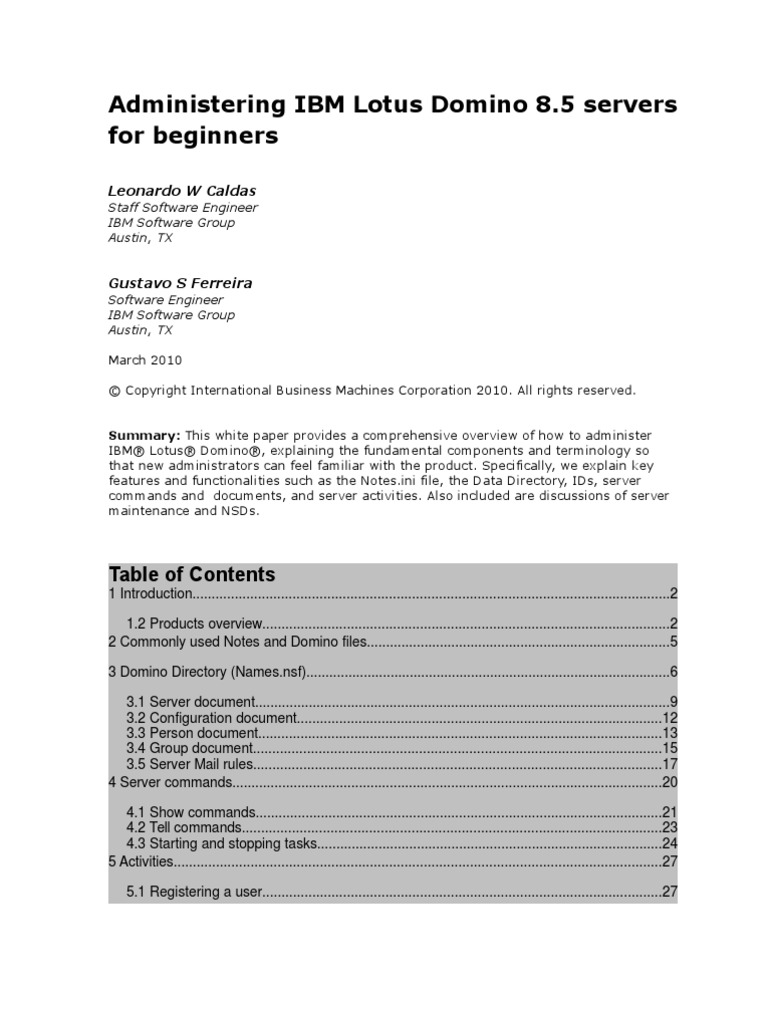 Domino Admin For Beginners Final | PDF | Ibm Notes | Command Line Interface