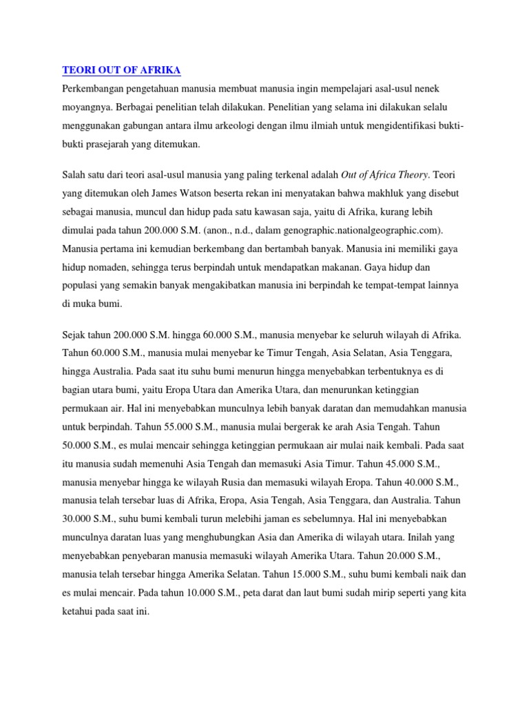 Teori Out Of Afrika Pdf