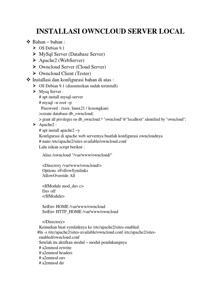 Installasi Owncloud Server Local | PDF