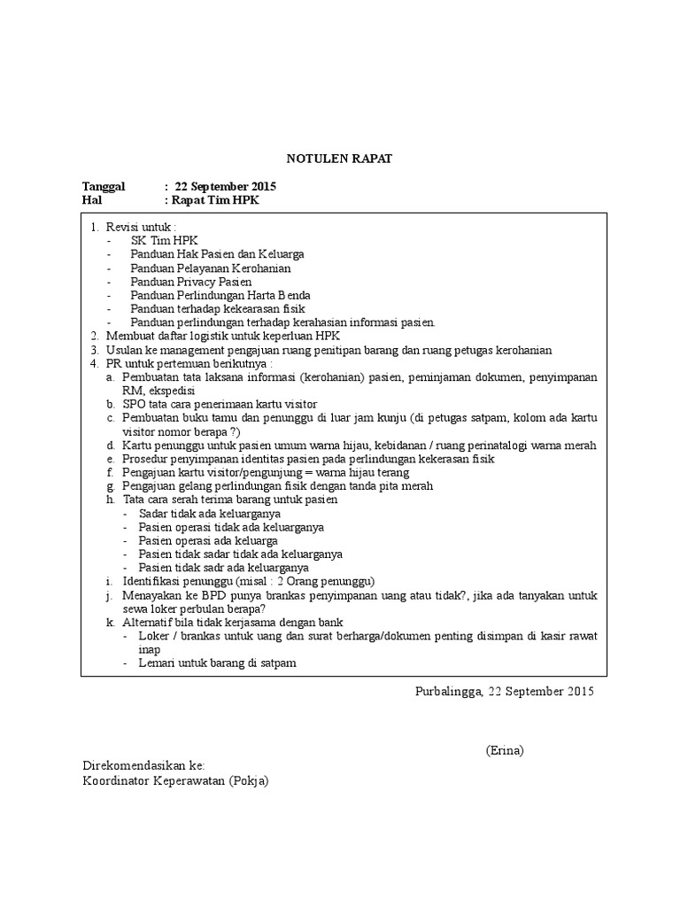 Contoh Notulen Rapat Hpk Contoh Notulen Rapat Hpk