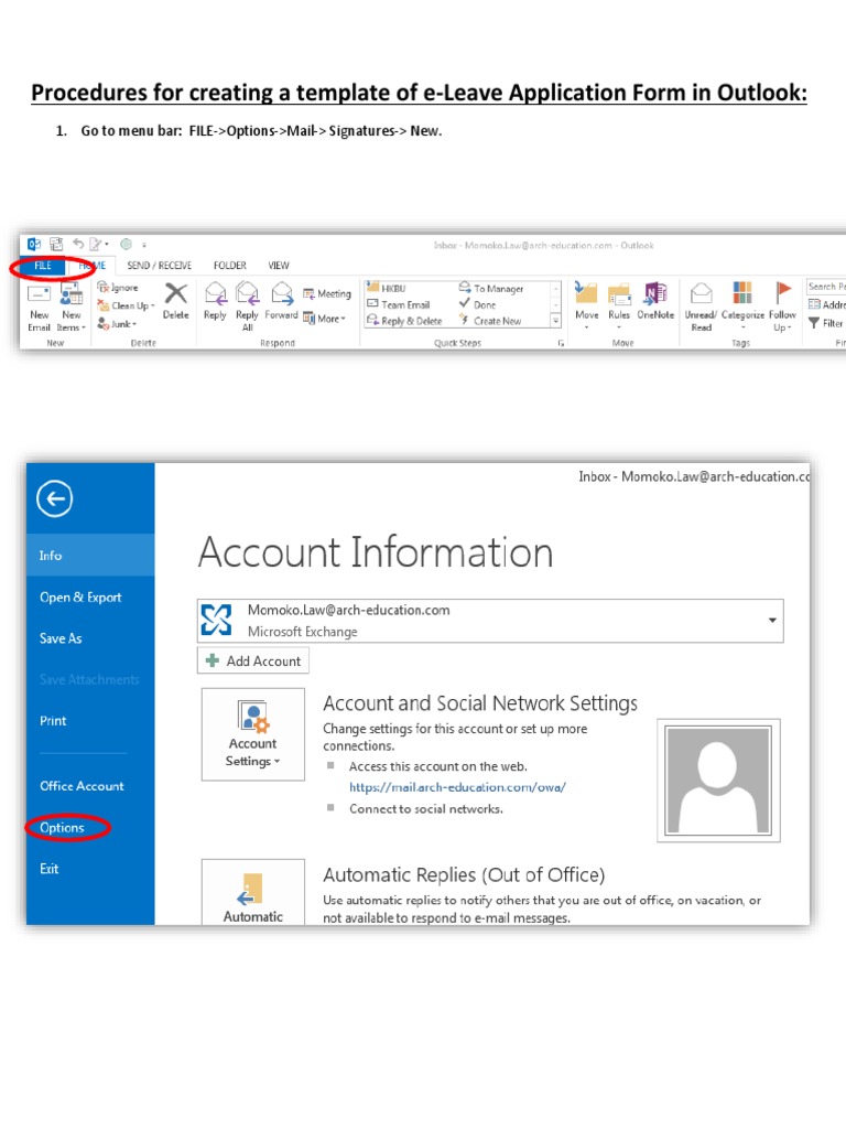Procedures For Creating An E-Leave Application Form in Outlook | PDF ...