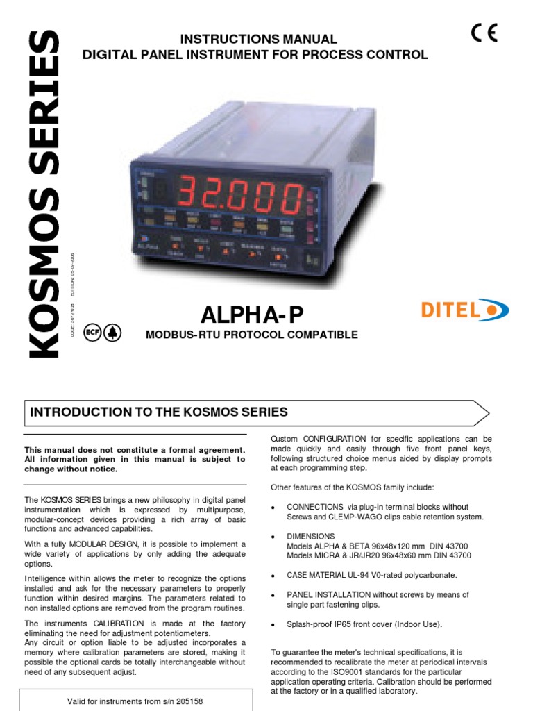 ALPHA-P Digital Panel Instrument Manual | PDF | Power Supply ...