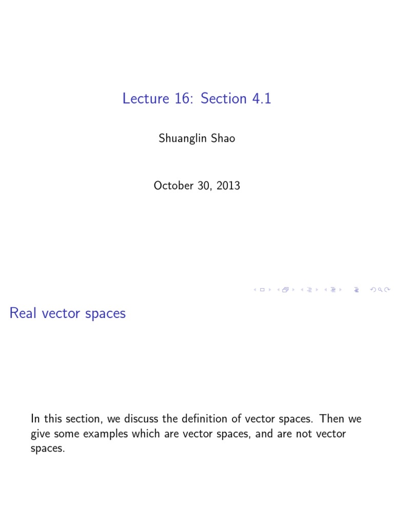 Vector Spaces and Their Axioms | PDF | Scalar (Mathematics) | Vector Space