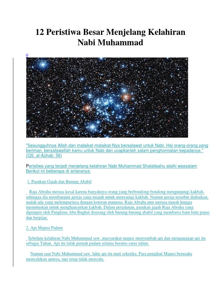 12 Peristiwa Menjelang Kelahiran Nabi | PDF | Agama & Spiritualitas