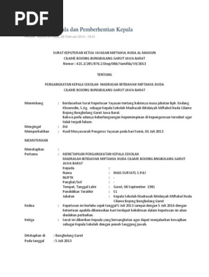Contoh Sk Kepala Dan Pemberhentian Kepala
