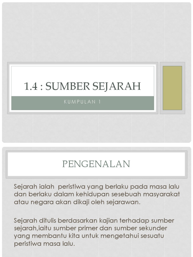 Kssm Tingkatan 1 1 4 Sumber Sejarah