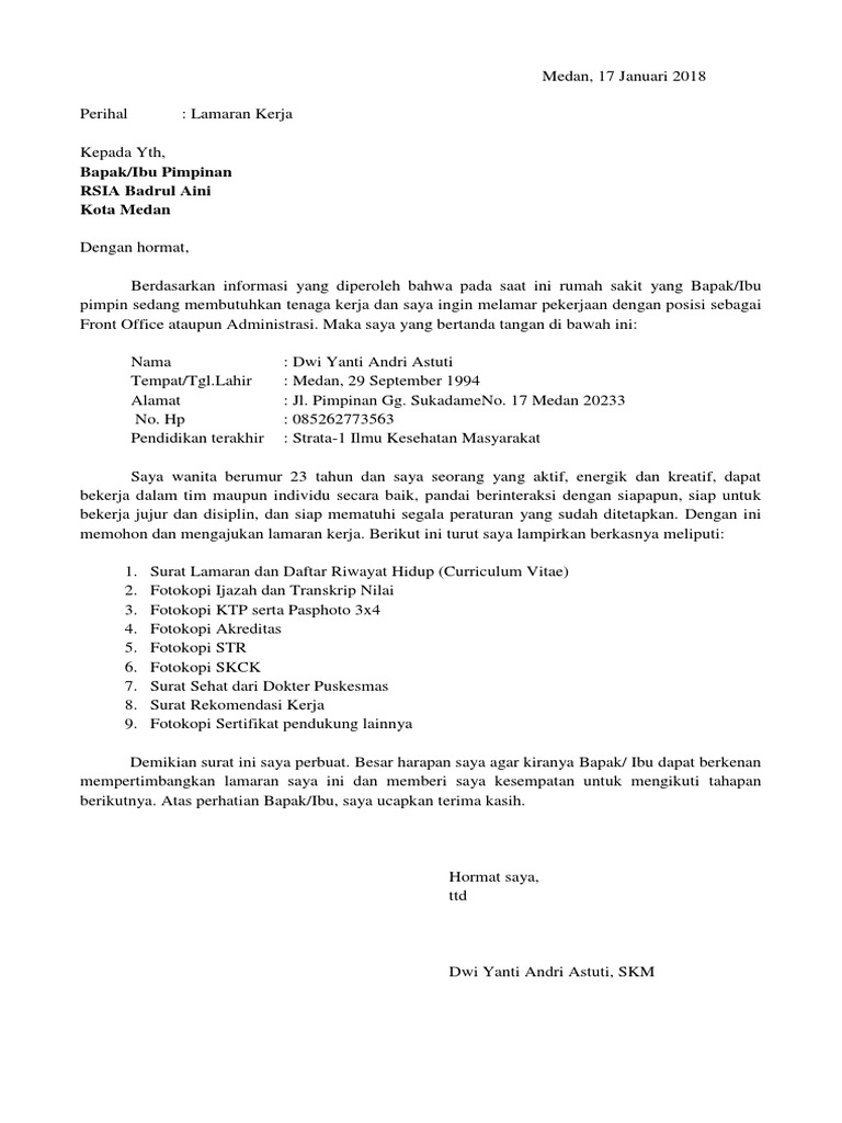 10000 Contoh Surat Lamaran Kerja Yang Baik & Benar ...