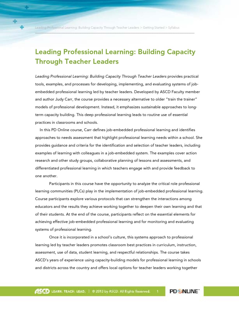 Building Teacher Leadership Capacity | PDF | Educational Assessment ...