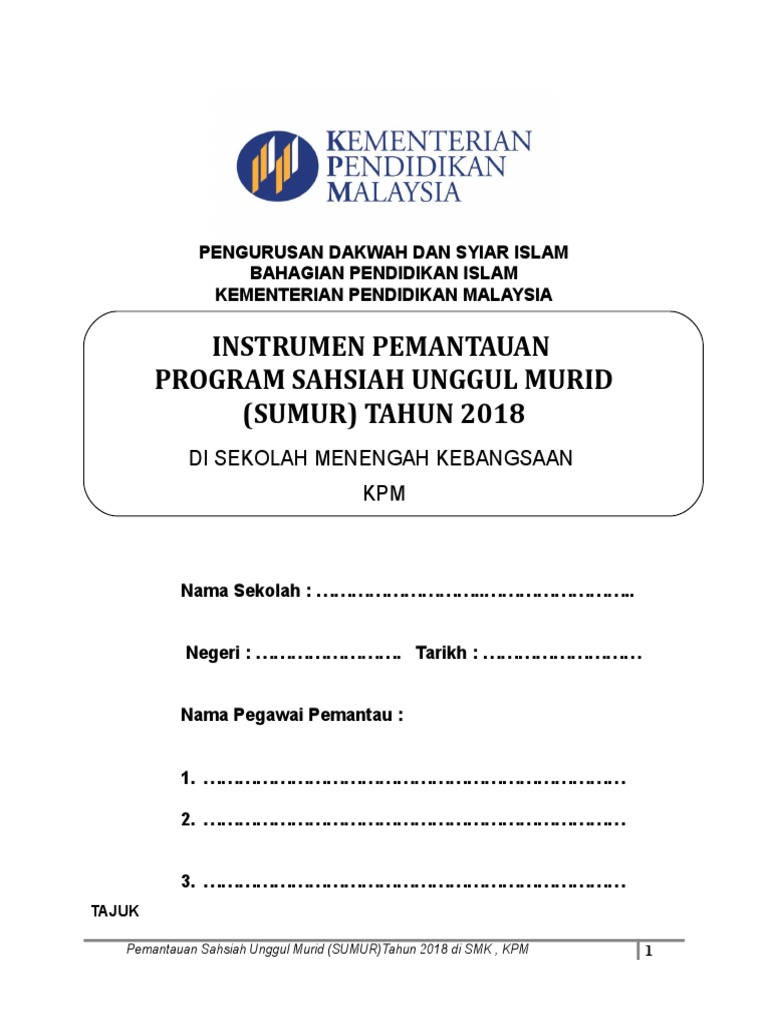 Contoh Instrumen Pemantauan Sumur