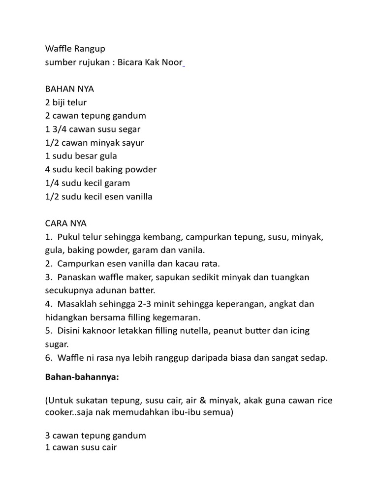 Resepi Adunan Waffle Rangup Www Resepiterkini Top