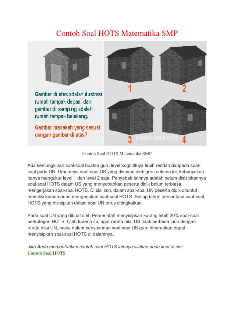 Contoh Latihan Soal Soal Hots Matematika Materi Spldv